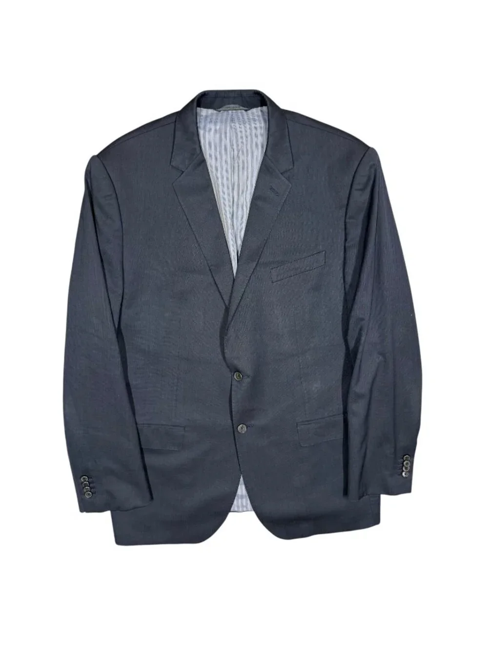 Banana Republic Blazer Marzotto Italy Wool Fabric Surgeon Cuffs Blue 44R